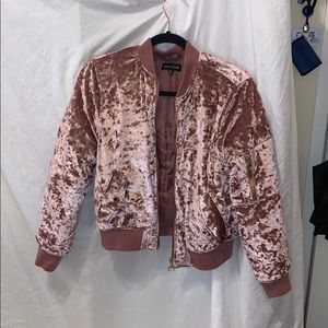 Purple Velvet Bomber Jacket